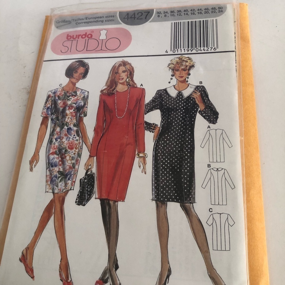 Burda Studio 4427 pattern size 6 -24. Nice sheath dress for the office